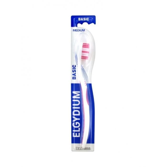 Brosse à dents - Elgydium - Basic - Médium - Brins arrondis - Tête ovale - Manche ergonomique