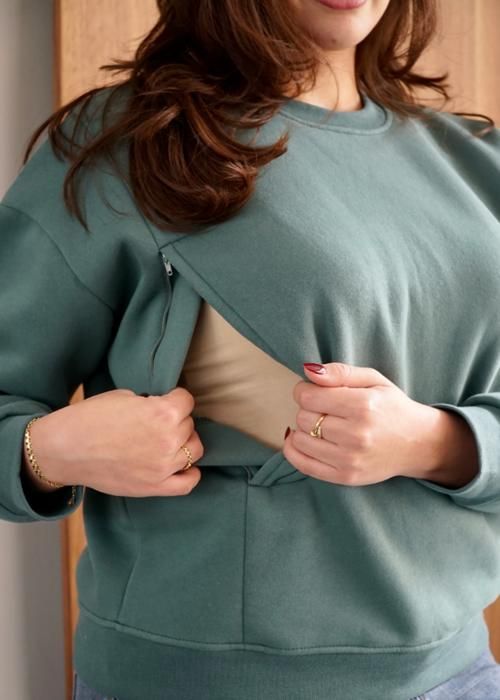 Sweat d'allaitement et grossesse Vert Sauge S