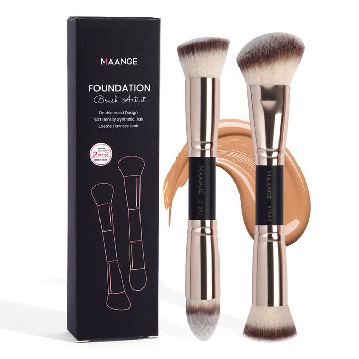 Pinceaux de maquillage - Non spécifié - 3 pièces - Doublé - Rose doré - Compact et élégant