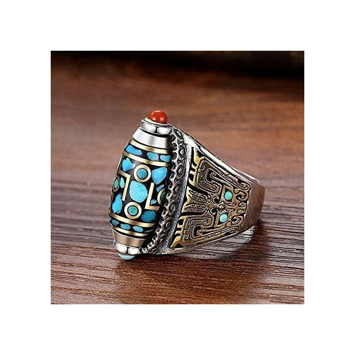 Bague ouverte - GENERIC - Dzi - Style ethnique - Ajustable - Rétro