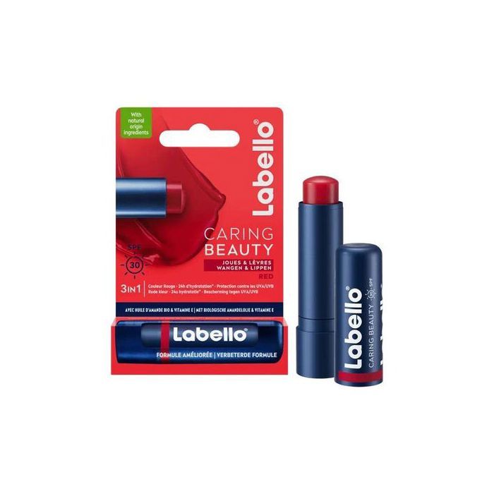 Labello BAUME STICK LÈVRES CARING BEAUTY RED Intense Color Rouge 3en1 SPF30 4.8g