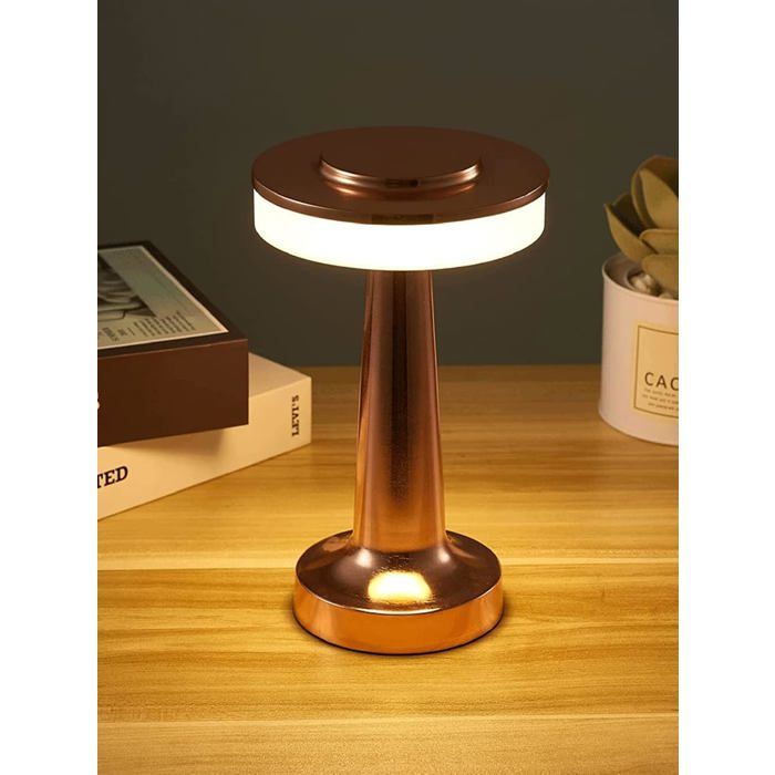 Lampe de Bronze Gold, Lampe de Chevet. Rechargeable. Lumière Intelligente. 3 Niveaux de Lumières Apaisantes. Elégance - LED Tactile