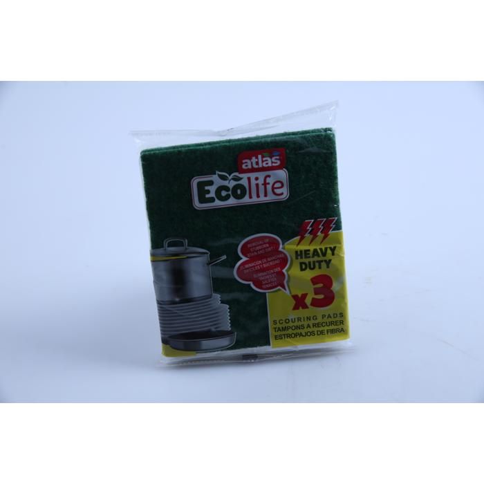 Carrés abrasifs verts Ecolife pack de 3 Atlas