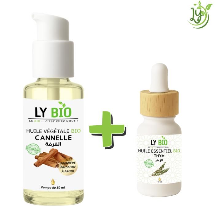 LYBIO PACK HUILE CANNELLE 50ML - POMPE + HUILE ESSENTIEL THYM 10ML