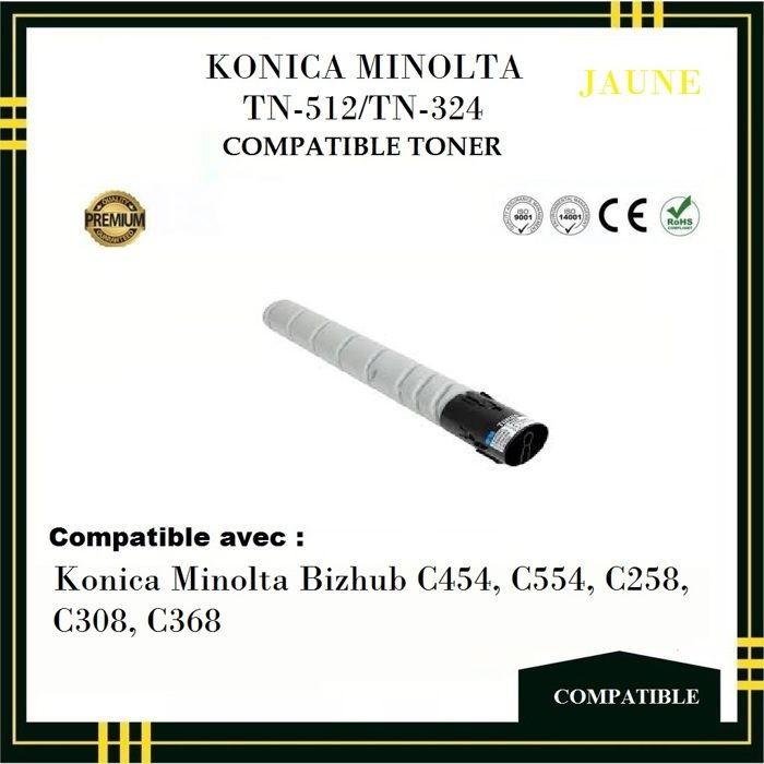 Toner Compatible - KONICA MINOLTA - TN 512 / TN 324 - Jaune -  - Laser