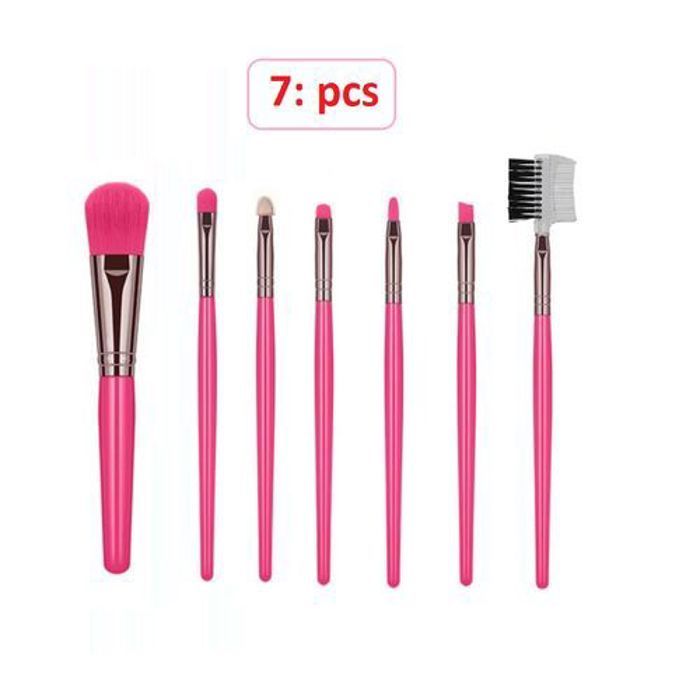 Coffret de pinceaux de maquillage - GENERIC - 7 pièces - Végétalien - Poils synthétiques - Rose