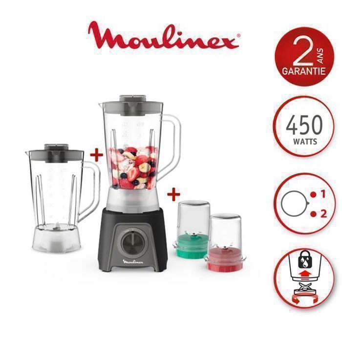 Blender - Moulinex - LM2CR8M2 - 1,5L - 450W - 2 Vitesses + Bol Gratuit