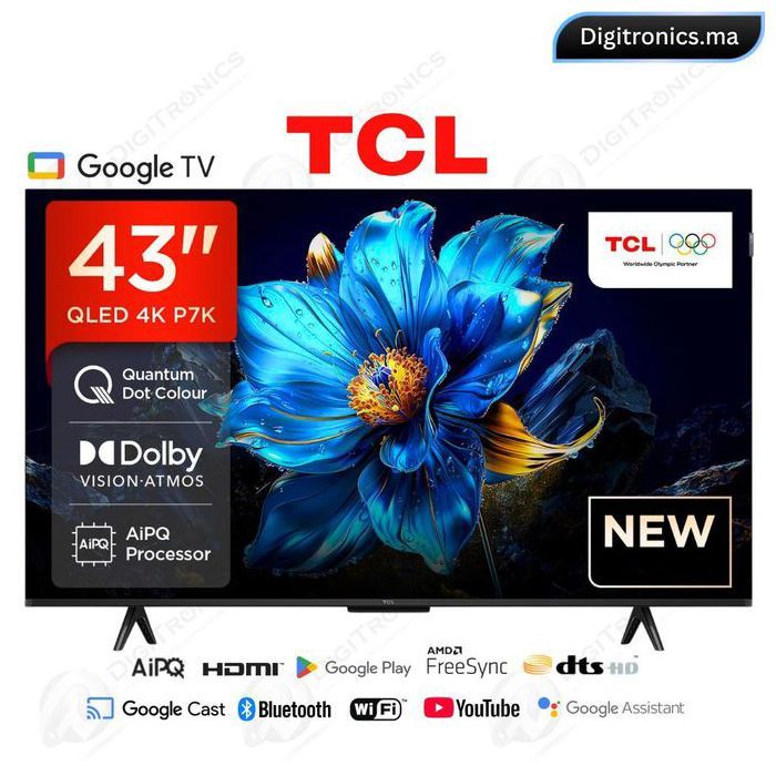 Téléviseur QLED - TCL - 43P7K - 43 pouces - 4K UHD - Dolby Vision HDR10+