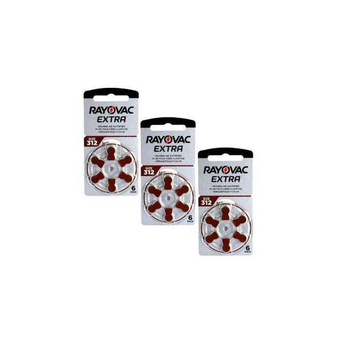 Rayovac Extra Hearing Aid Batterie Aide Auditive,18 Piles 1.45v Size 312 PR41