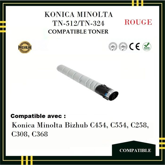 Toner Compatible - KONICA MINOLTA - TN 512 / TN 324 - Rouge -  - Laser