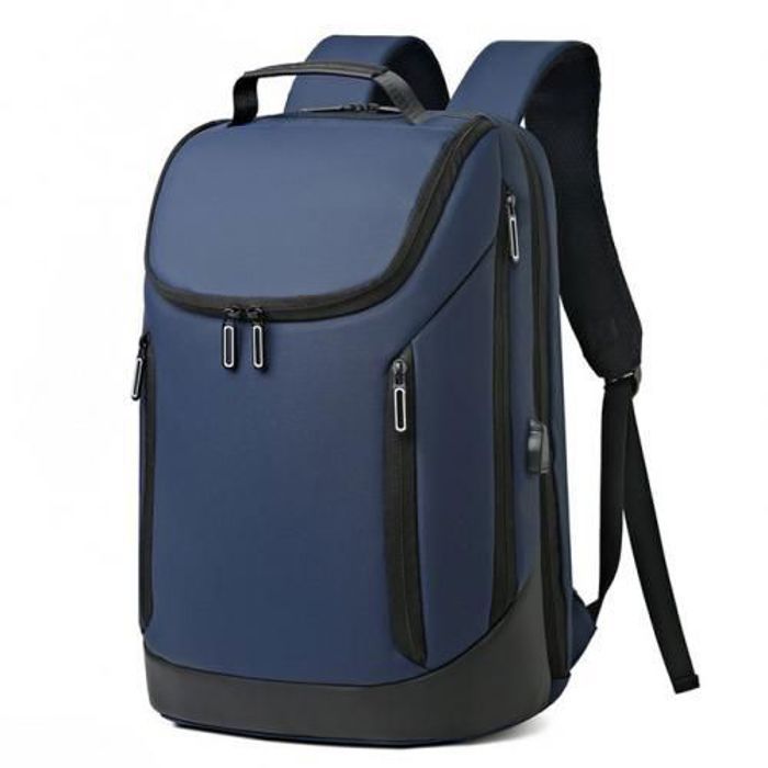 Sac à dos de voyage étanche pour ordinateur 15,6 pouces + port USB,Bleu