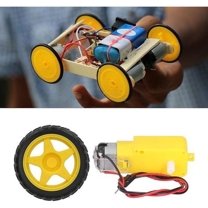 Roue de Pneu en Plastique - Robot - Voiture Intelligente - Jaune - Rapport de Réduction 1:48 - Puissance 46V