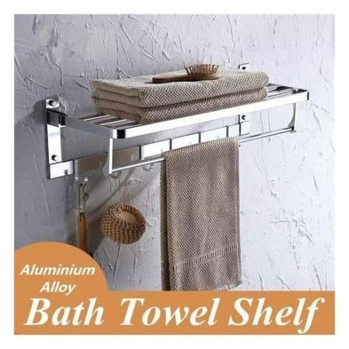 Étagère à serviettes - MARQUE - Modèle - Aluminium - 60x18x23 cm - Accessoires de salle de bain