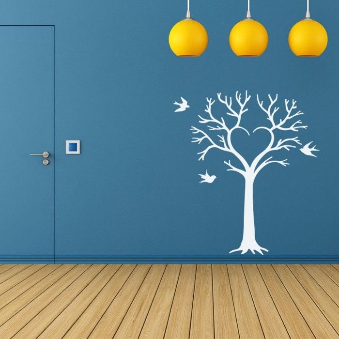 sticker arbre en coeur et oiseaux