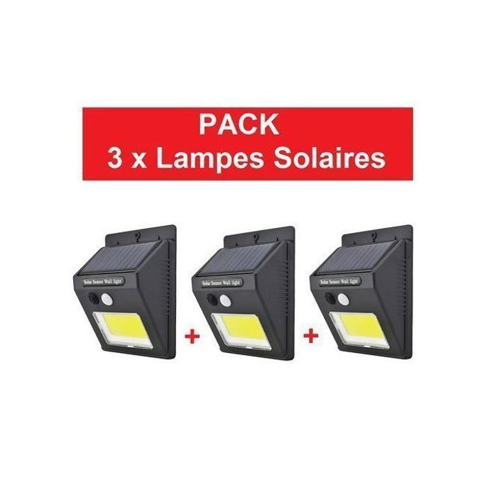 Pack de 3 lampes solaires à détecteur de mouvement murales extérieures étanches