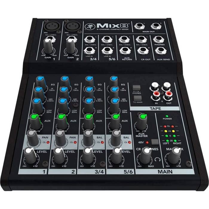 Table de mixage - Mackie - MIX8 - 8 voies - 2 entrées mic/line XLR - Alimentation fantôme