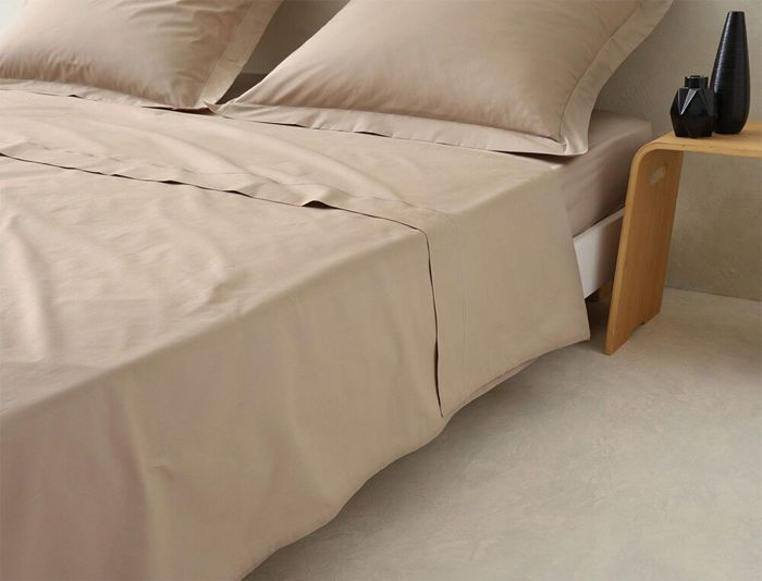 Drap - LINVOSGES - 270x310 cm - Percale - Couleur LIN - Finition bourdon ton sur ton