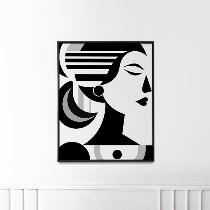 Tableau Décoratif - Cubisme - 80 x 120 cm - Multicolore - Cadre Noir