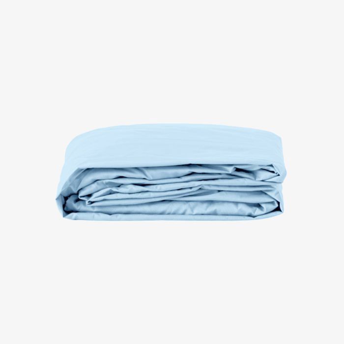 Drap-Housse King Size en Satin 100% Coton Bleu Clair (180x200 cm)