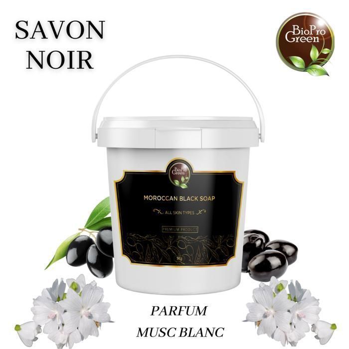 Savon Noir - BIOPROGREEN - Sbone béldi - 1Kg - Parfumé au Musc Blanc - Sans alcool