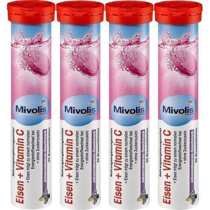 Mivolis dm, comprimés effervescents, vitamine c + fer, 4 cartouches