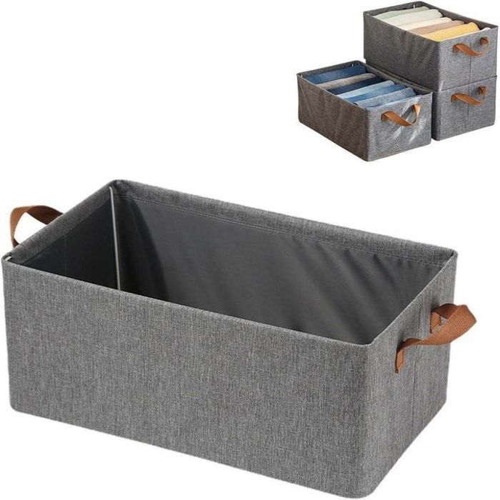 Organisateur de vêtements - Panier de rangement rectangulaire - Avec poignées - Pour étagère et placard