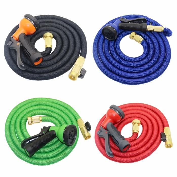 Tuyau d'arrosage - Non spécifié - 12 mètres - Flexible - Buse réglable - Aluminium (Couleur aléatoire)