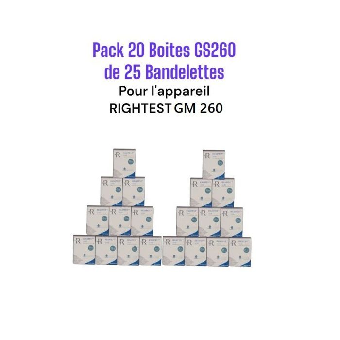 Pack 20 Boites de  25 Bandelettes RIGHTEST GS260 ( 500 Bandelettes )