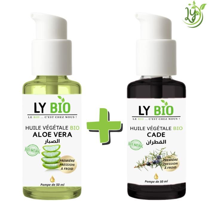 Pack Huile Aloe Vera & Cade - LYBIO - 50ml - Hydratant - Mixte - Tous types de cheveux
