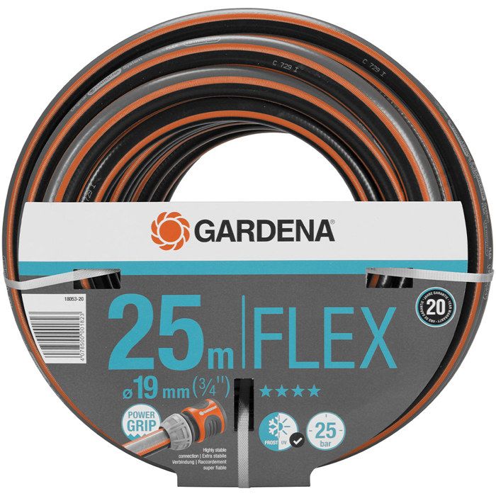 GARDENA Tuyau d'arrosage Comfort FLEX – Longueur 25m – Ø19mm – Anti nœud et indéformable – Garantie 20 ans (18053-20)
