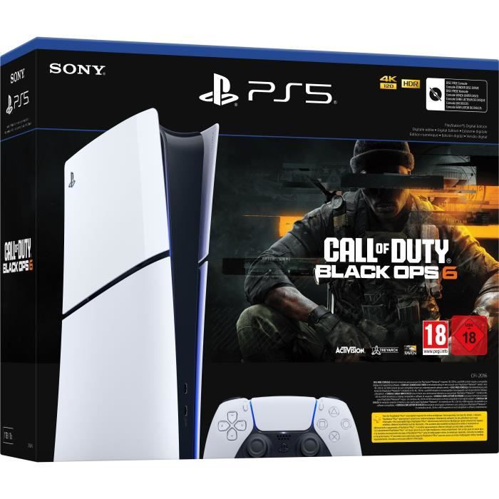 Pack PS5 Digital : Console PlayStation 5 (modèle Slim) + Call of Duty : Black Ops 6 (code dans la boite)