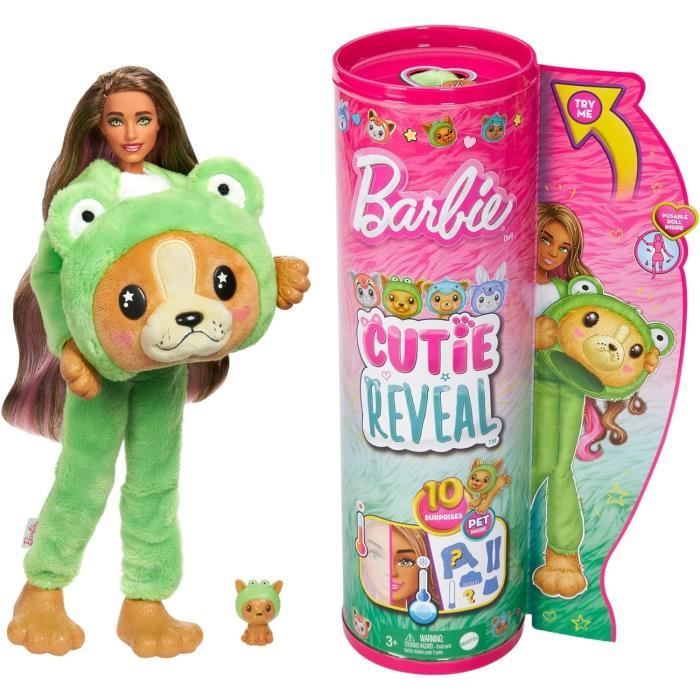 Barbie-Cutie Reveal-Poupée sur le thème des costumes, chiot grenouille HRK24